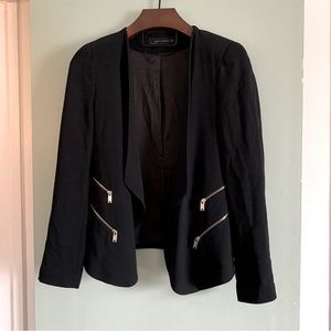 Zara Woman Zippered Collarless Blazer